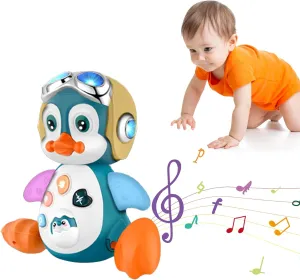 vagrant whatever series Toddler Boy Girl Birthday Gift Crawling Penguin Baby Musical Toys, Baby Tummy Time Toys for Infant 0-3 0-6 6-12 12-18 Months Music Learning Crawl Interactive Development Toy with LED Lights, Babies 