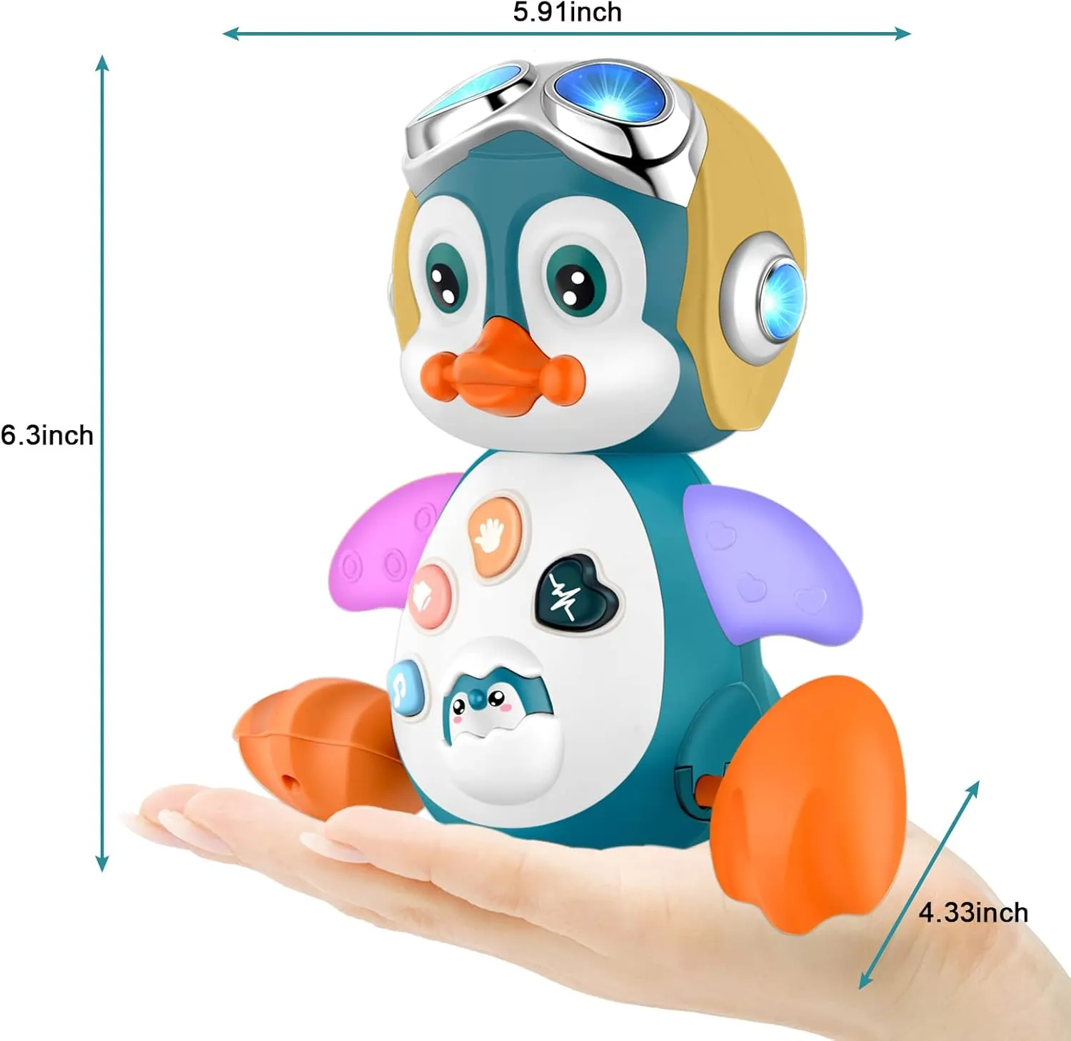 vagrant whatever series Toddler Boy Girl Birthday Gift Crawling Penguin Baby Musical Toys, Baby Tummy Time Toys for Infant 0-3 0-6 6-12 12-18 Months Music Learning Crawl Interactive Development Toy with LED Lights, Babies 