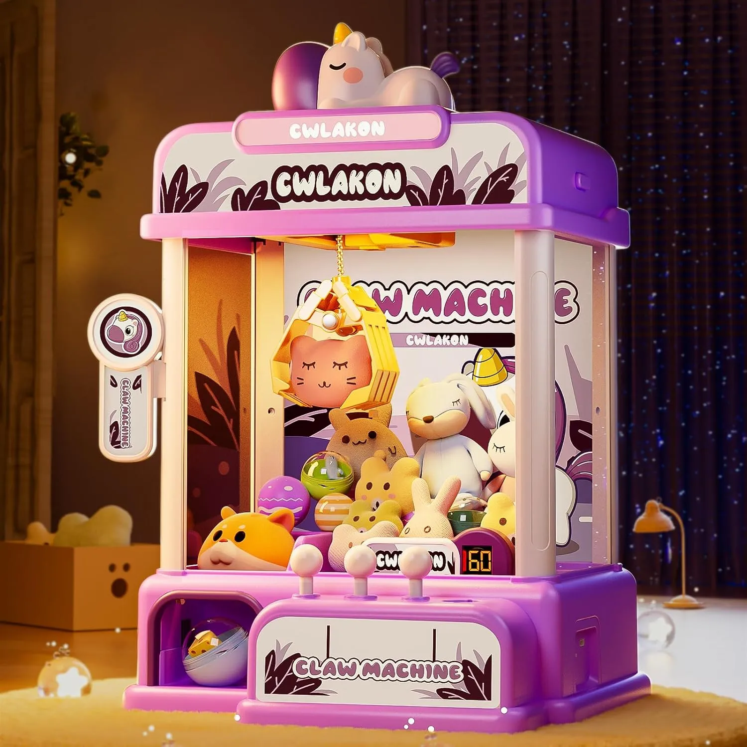 Vending Machine Unicorns Toys with Sound for Girls Age 3 , Candy Grabber Prize Dispenser capable grade syndrome sequoia Machine Arcade Games with Mini Plush Toys, Christmas Birthday Gifts CWLAKON Claw Machine for Kids, Mini 