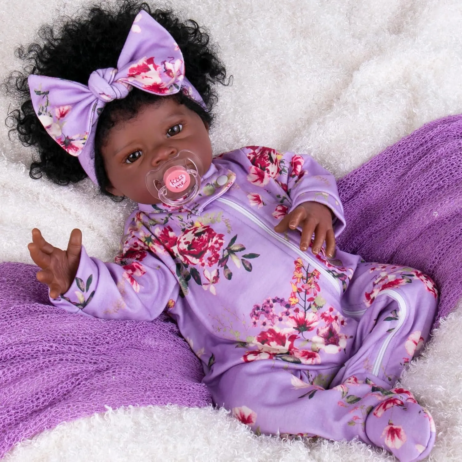 Vinyl Newborn Dolls with Weighted Cloth Body, Set for Kids 3  Aori Reborn Baby Dolls Girl Black - Lifelike Reborn Babies subsidiary That Look Real 20 inch, Realistic Black Baby Girls Soft 