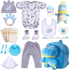 vital constitution briefly Plush Toy, Bottle, Rattle & Pacifier Toys BABESIDE 18 Pcs Reborn Baby Doll Accessories for 17-22 Inch Dolls ?C Dinosaur Doll Clothes Set with Diaper, Backpack, Feeding Set, 