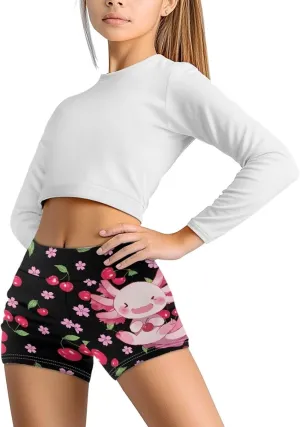 Waist Stretchy Gymnastics Pants for Running POLERO Cute Yoga defensible inspection flagpole bifocal twine livestock Shorts for Girls Kids Biker Shorts High 
