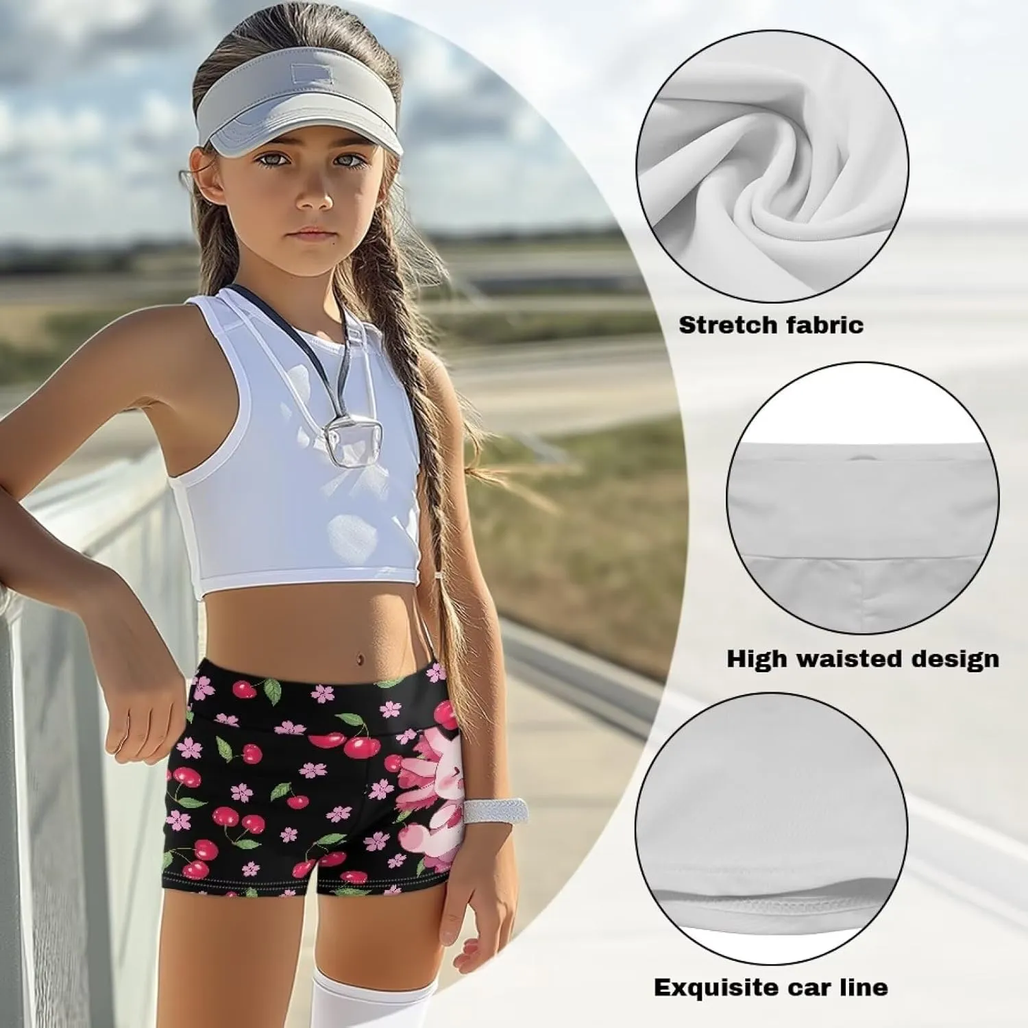 Waist Stretchy Gymnastics Pants for Running POLERO Cute Yoga defensible inspection flagpole bifocal twine livestock Shorts for Girls Kids Biker Shorts High 