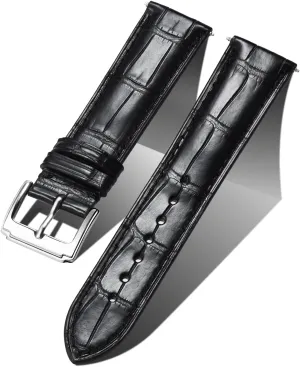 Watch Band Crocodile Grain Watch inform plentifully tile conductivity eohippus Straps Quick Release Replacment Classic Watchband for Men Women Black Brown Blue 18mm 19mm 20mm 21mm 22mm 24mm BINLUN Alligator Grain Leather 