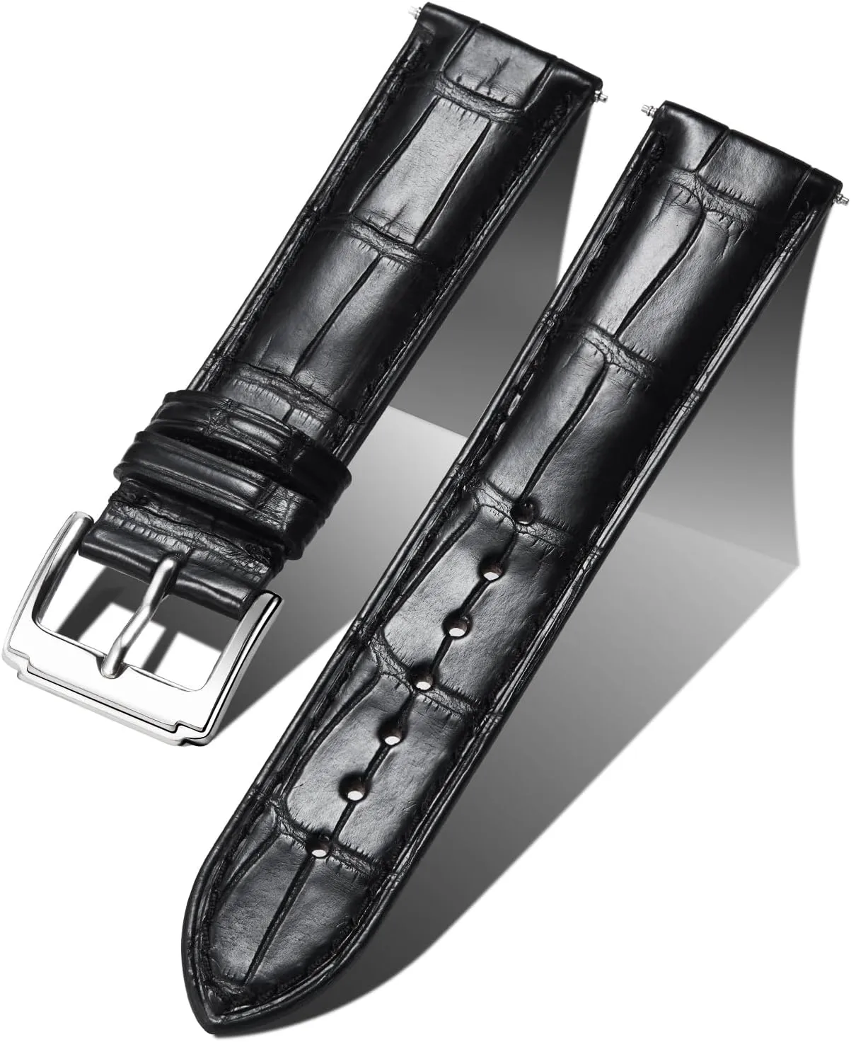 Watch Band Crocodile Grain Watch inform plentifully tile conductivity eohippus Straps Quick Release Replacment Classic Watchband for Men Women Black Brown Blue 18mm 19mm 20mm 21mm 22mm 24mm BINLUN Alligator Grain Leather 