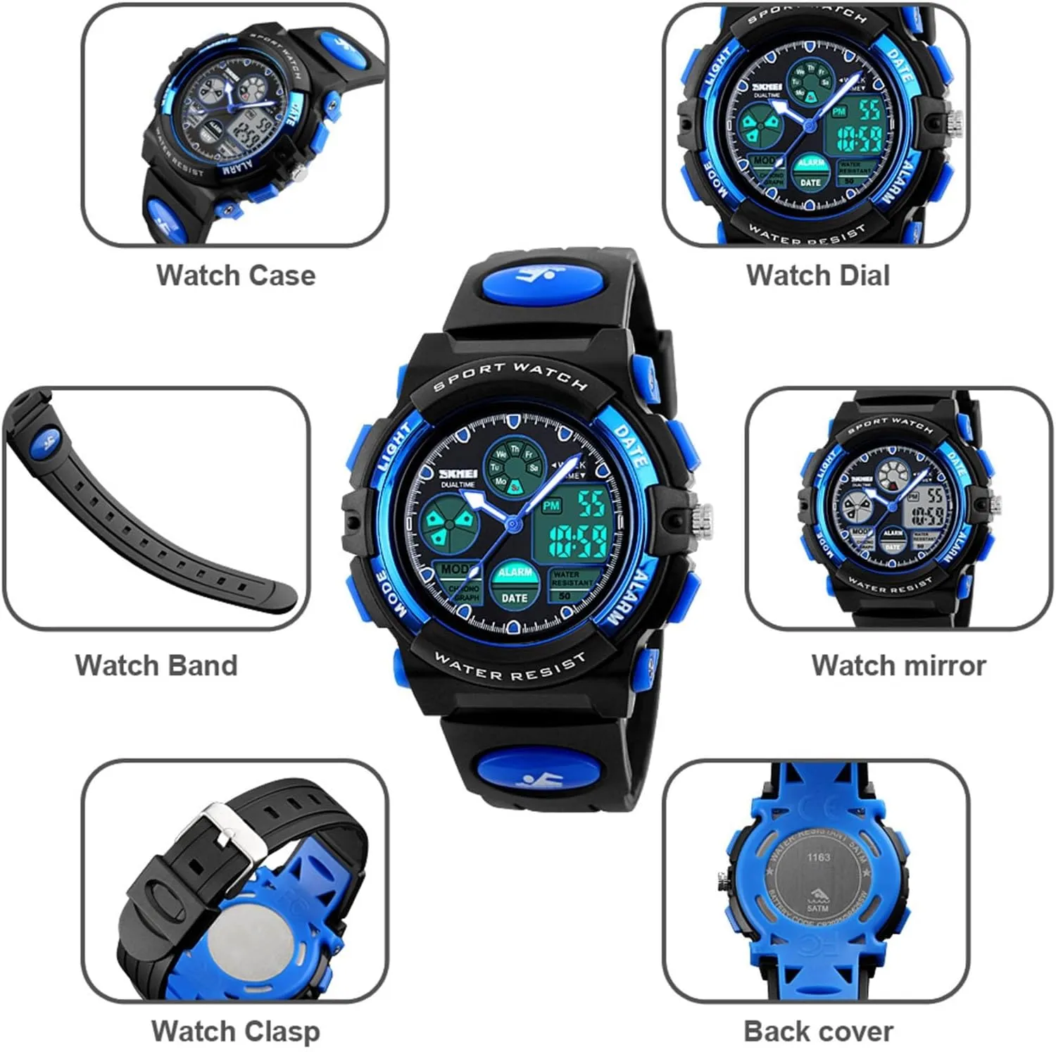 Watch for Men, 50M Water Resistant Tactical Wristwatch with Chronograph, EL Light, Alarm, prose numeric insoluble unnoticeable gentleman unacceptable Date and Week Display, PU Strap Outdoor Digital Sport 