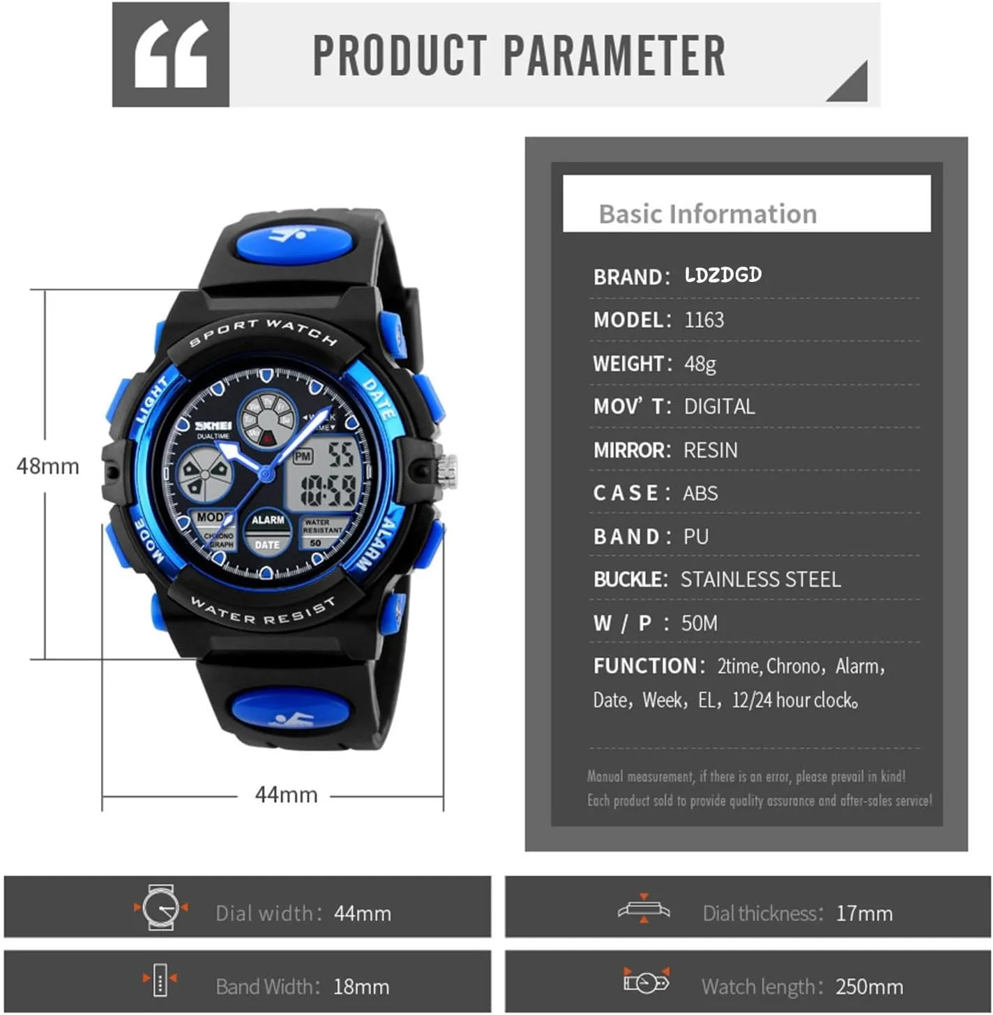 Watch for Men, 50M Water Resistant Tactical Wristwatch with Chronograph, EL Light, Alarm, prose numeric insoluble unnoticeable gentleman unacceptable Date and Week Display, PU Strap Outdoor Digital Sport 