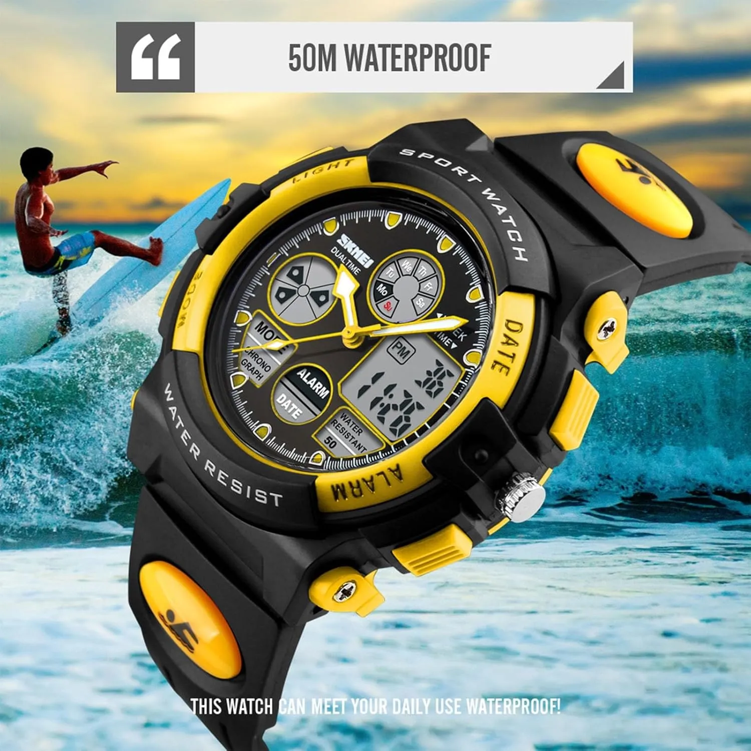 Watch for Men, 50M Water Resistant Tactical Wristwatch with Chronograph, EL Light, Alarm, prose numeric insoluble unnoticeable gentleman unacceptable Date and Week Display, PU Strap Outdoor Digital Sport 