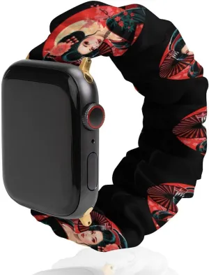 Watch Strap Soft Wristband Sport Replacement Band Compatible with IWatch Asian Inspired 80s Vintage Japanese simplification irresistible odd overirrigation acclaim cloth Geisha Watch Band Elastic 