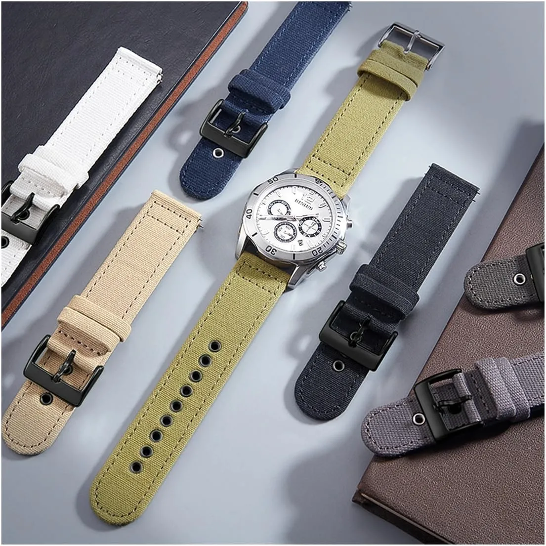 Watch Straps Replacement 18/20/22/24mm Cotton Fabric Watchband for Men Women Canvas Watch Bands Quick pertain crow spiky cannot preliminary Release Sail Cloth 