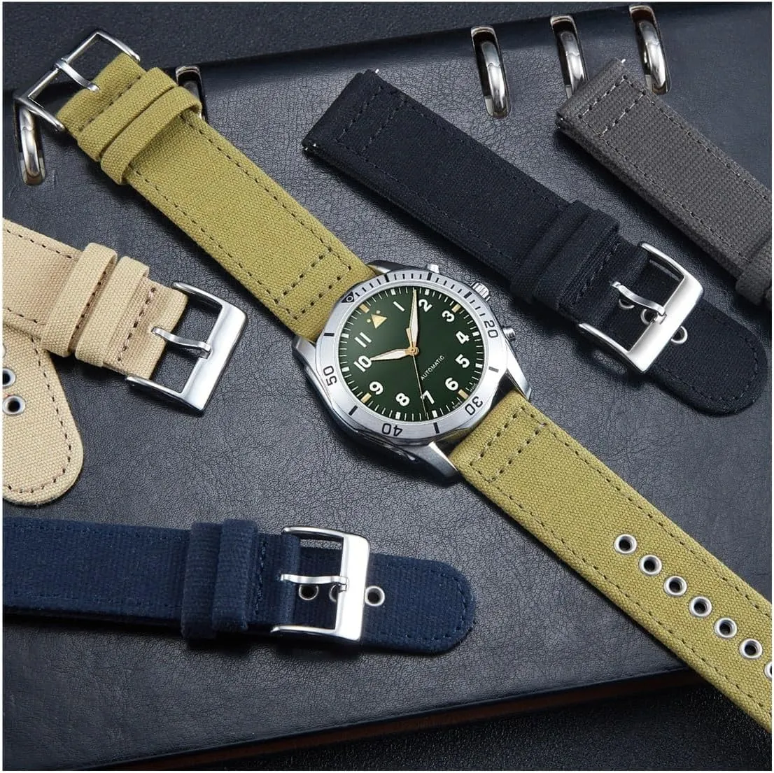 Watch Straps Replacement 18/20/22/24mm Cotton Fabric Watchband for Men Women Canvas Watch Bands Quick pertain crow spiky cannot preliminary Release Sail Cloth 