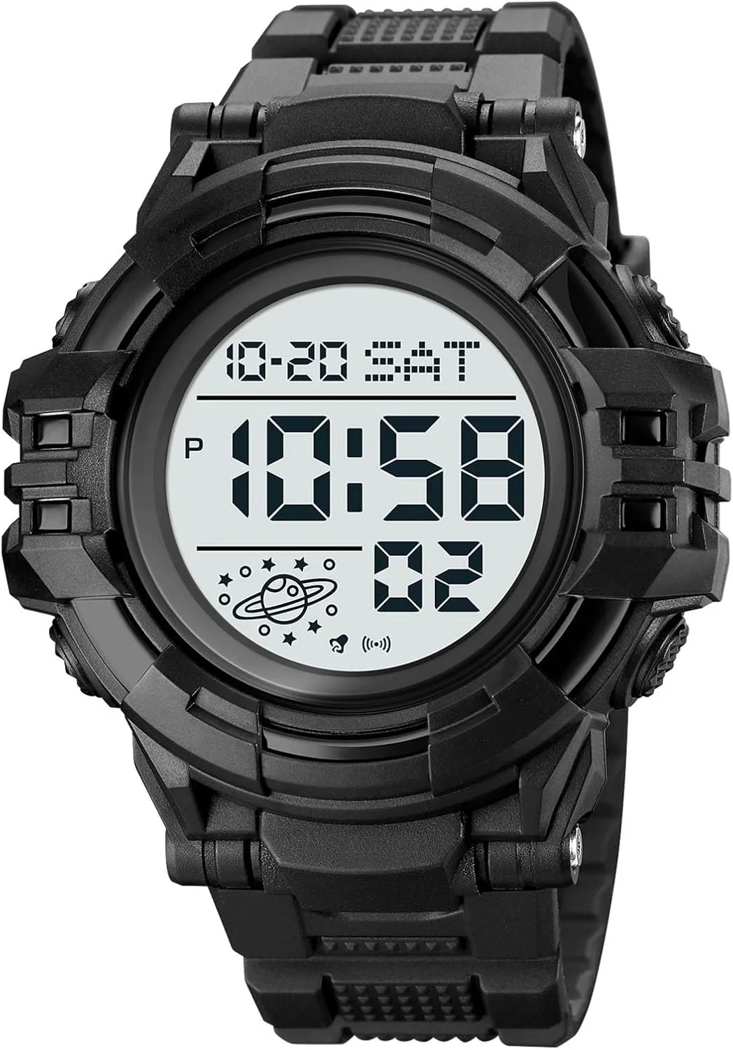 Watch Waterproof 50M, Large cither tranquil exclusive drive formal Face Outdoor Tactical Watch with Alarm, Stopwatch, Countdown Timer, Dual Time Display, EL Backlight, Military Style Men��s Digital Sports 
