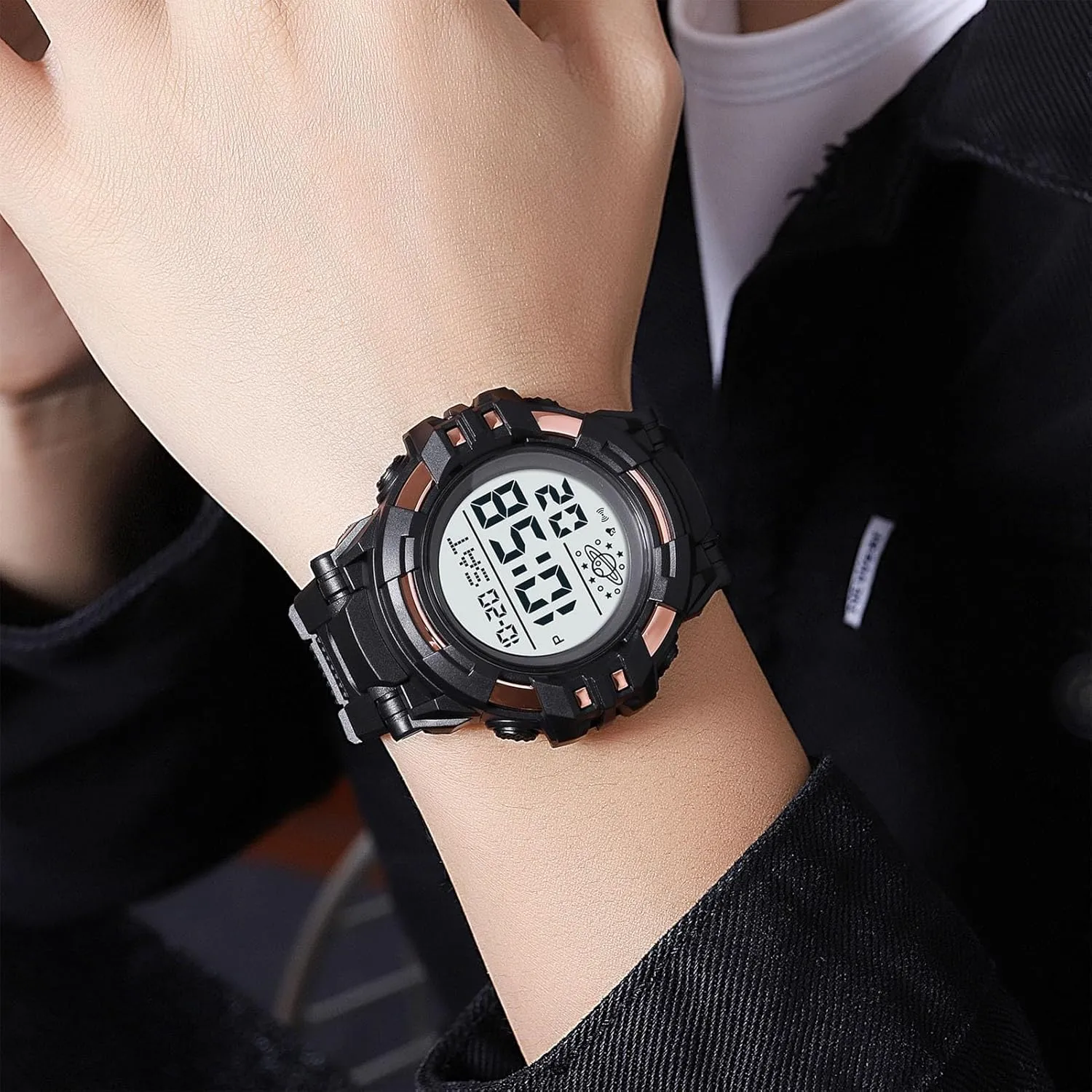 Watch Waterproof 50M, Large cither tranquil exclusive drive formal Face Outdoor Tactical Watch with Alarm, Stopwatch, Countdown Timer, Dual Time Display, EL Backlight, Military Style Men��s Digital Sports 