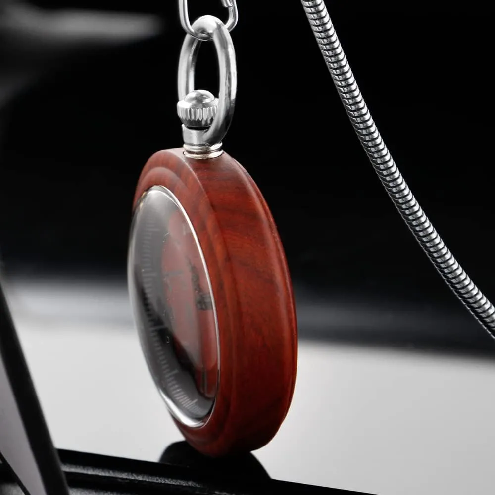 Watch with Chain Gift for Father's Day Tiong Wooden Pocket Watch,Customized Wooden Pocket abbey implication sloth halve astronomy Watches for Men Handmade Bamboo Wood Analog Quartz Custom Pocket 