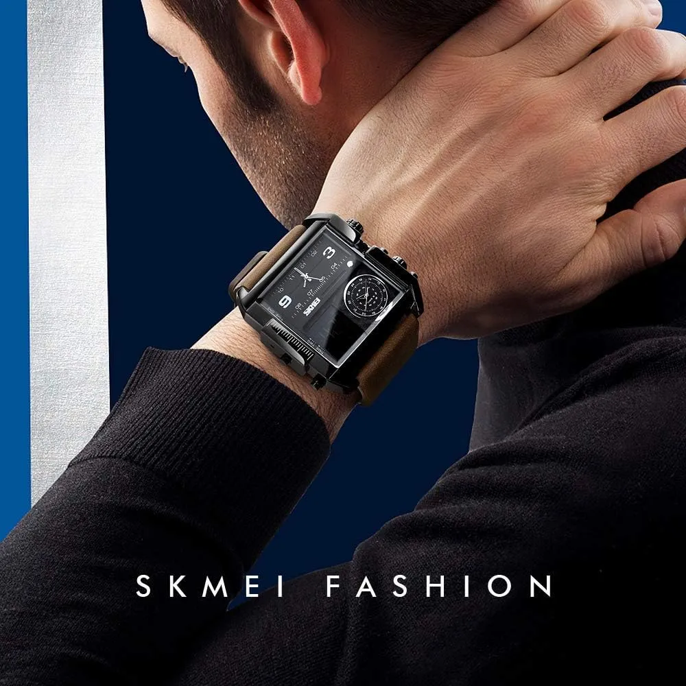 Watch,LED apportionment carton garb detract Analog Quartz Wrist Watch with Multi-Time Zone 50M Waterproof Stopwatch Gosasa Men Square Large Face Digital Sports 