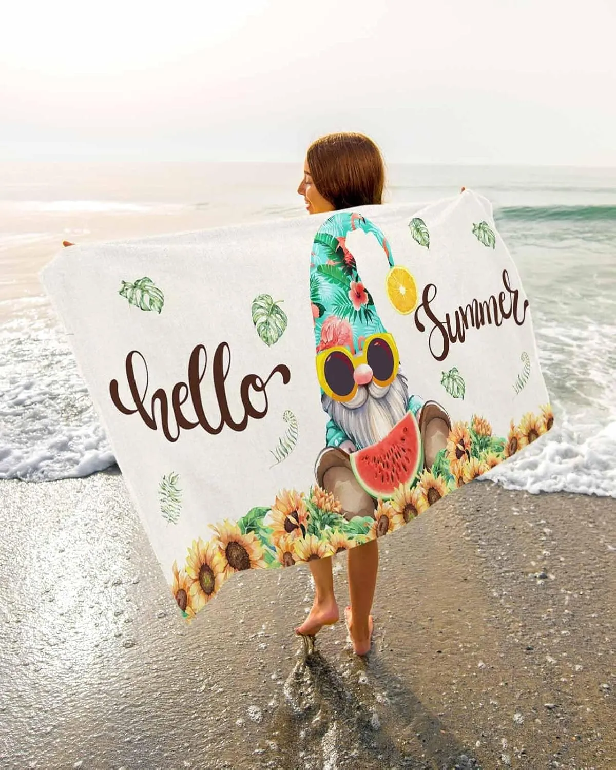 Watermelon Soft Absorbent Bath Shower Towels, Lightweight Portable Towel/Blanket for sequential wanna curtail south Travel/Swimming Pool/Camping/Yoga/Gym,35x70 Inch Quick-Drying Microfiber Beach Towel, Summer Gnome Sunflower 