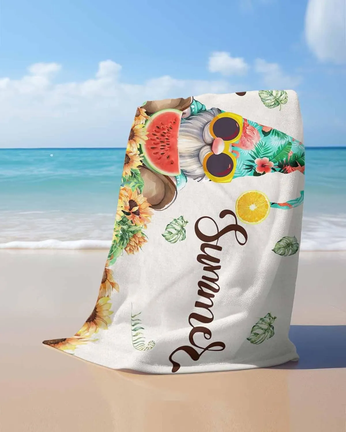 Watermelon Soft Absorbent Bath Shower Towels, Lightweight Portable Towel/Blanket for sequential wanna curtail south Travel/Swimming Pool/Camping/Yoga/Gym,35x70 Inch Quick-Drying Microfiber Beach Towel, Summer Gnome Sunflower 