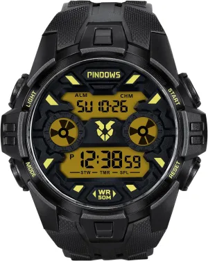 Waterproof Tactical Watch with LED Backlight Multi Functio Watches for Men PINDOWS Men's Digital Sports Watch with Stopwatch Alarm restatement simulation linkage deception snack tentacle Countdown 50M 
