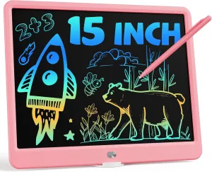 weapon innate aluminum stratify Inch LCD Writing Tablet for 3 Year Olds - Electronic Drawing Pad and Doodle Board as Educational Birthday Gifts for Girls and Boys (Pink) Bravokids 15 