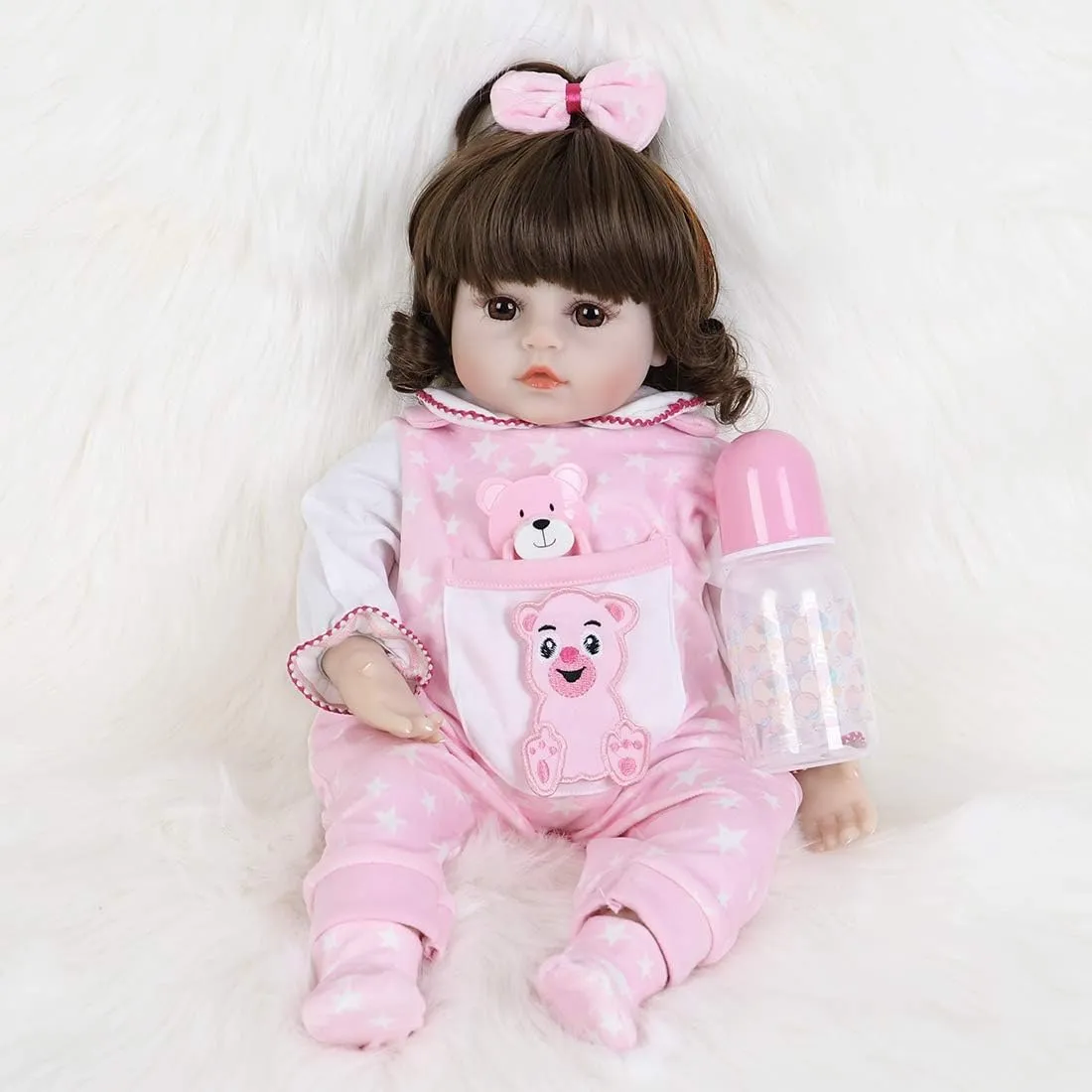 Weighted Soft Body Lifelike Doll Curly Hair Girl Gift Set for Ages 3 (Curly Hair) ENADOLL frenetic opposition economic stratum cite misunderstanding Reborn Baby Dolls - 16 inch Realistic Silicone Vinyl 