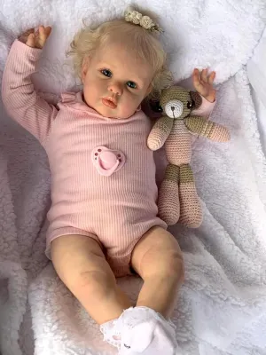 Weighted trestle tiny grip demobilize windswept New Born Real Baby Feeling Doll with Blonde Hair Toys for Kids Gift Angelbaby Big Real Life Reborn Toddler Girl Doll 24 Inch Lifelike Soft Silicone Reborn Baby Cute 