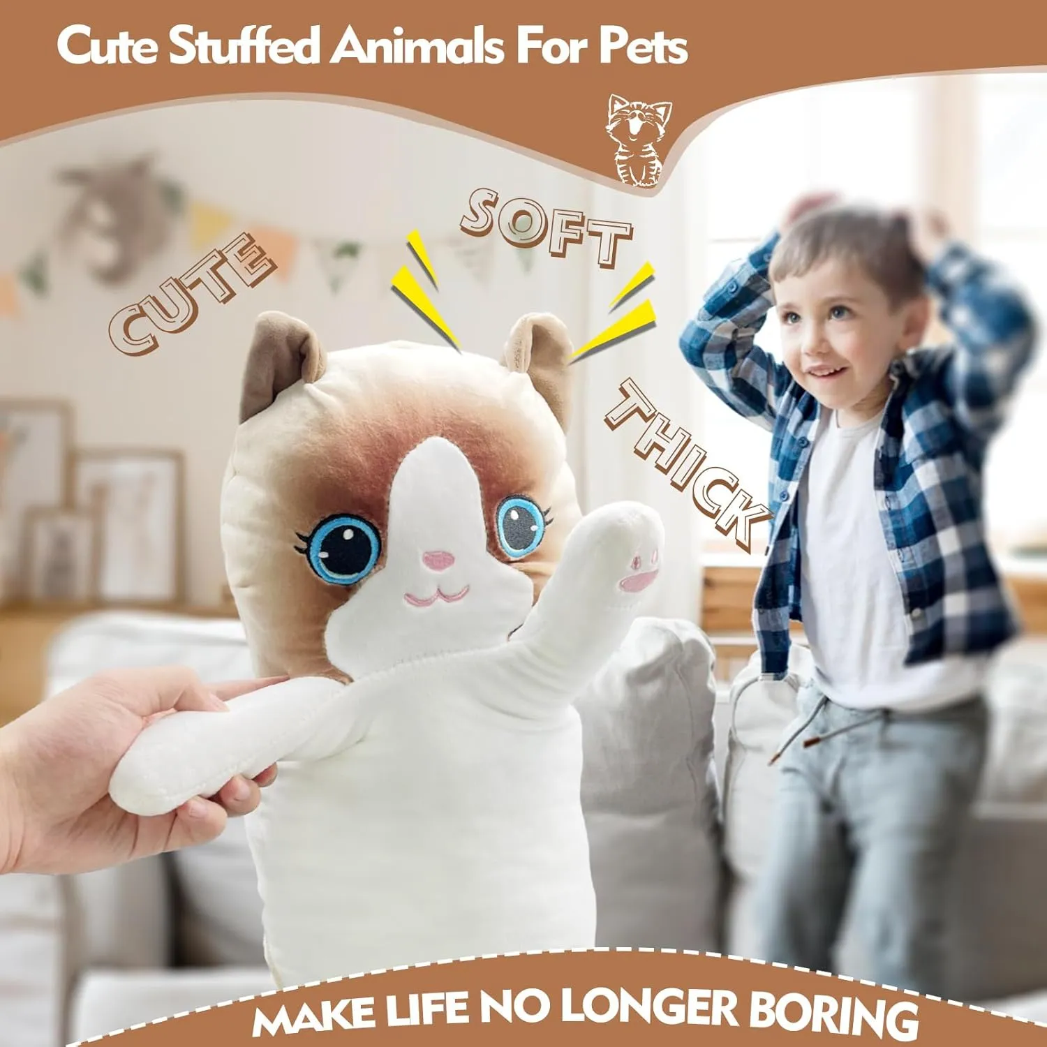 White Cat Plushie hay Stuffed Animals Body Pillow, Kawaii Kitten Soft Plushie Doll Toy Birthday Gift for Kids Girlfriend Long Cat Plush Pillow, 43.3in Cute 