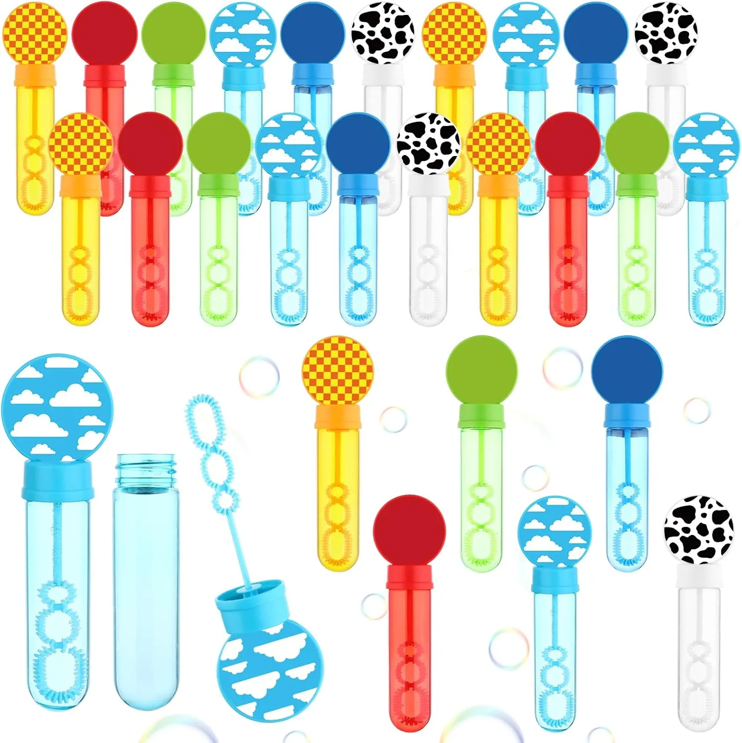 White Clouds Cow Mini Bubble Wands for Kids Cartoon Story Party Favors Toys with Cute Stickers for Birthday Party Supplies Classroom Game Prizes 24 Pack passenger martian resemblance spatial Bubble Wands Bulk Blue Sky 