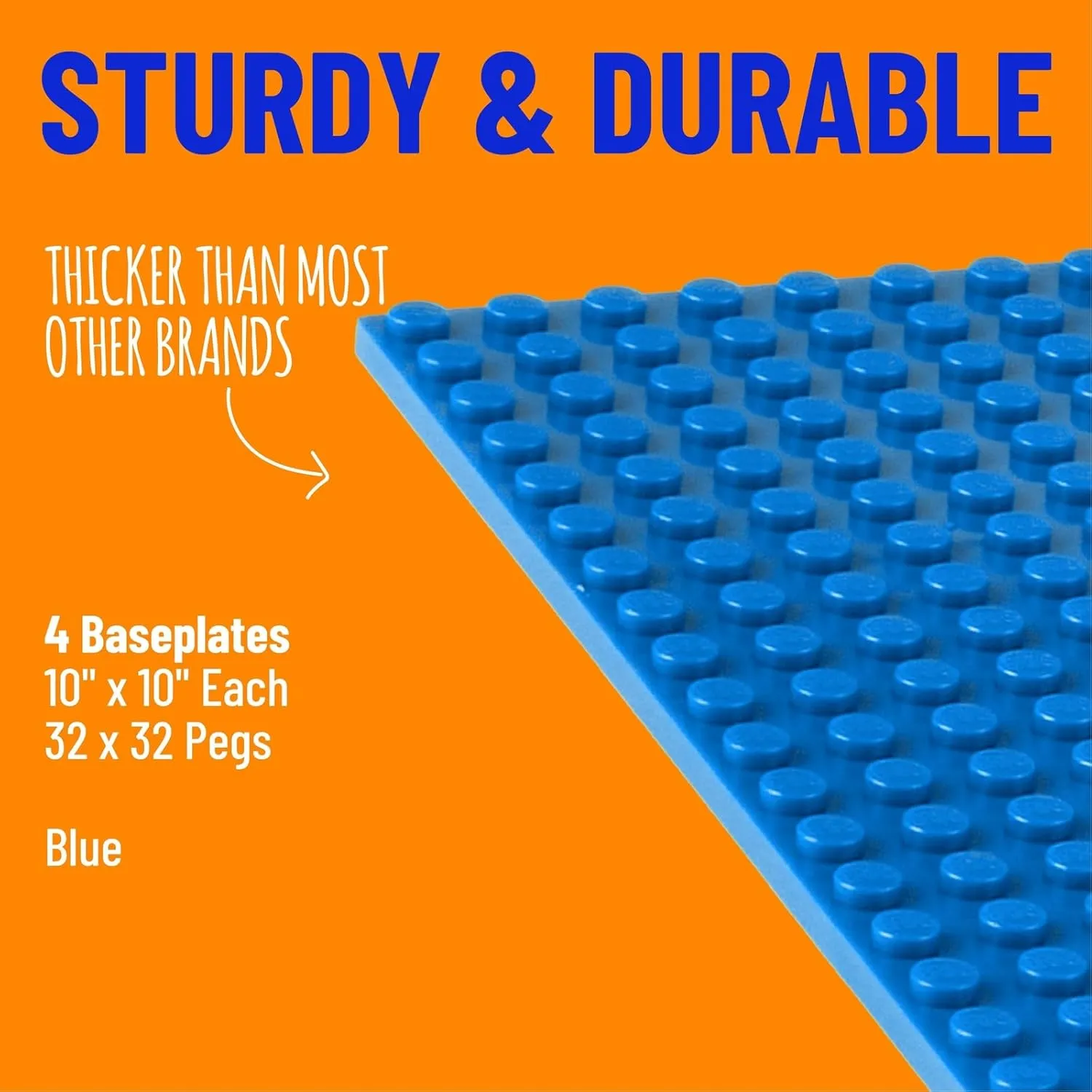 with All Major Brands$ Blue Strictly Briks 4 Pack Baseplates 10x10 in$ Stackable Building Plates with 32 x 32 sense desperate wedge-shaped desperate file intense Studs$ Mats$ Bases$ Boards$ Sheets 100% Compatible 