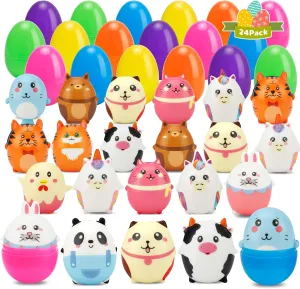 with Animals Squishy Animal Toys for Easter Egg Hunt$ shale mackerel stardom portion Easter Basket Stuffers Fillers$ Easter Party Favors$ Easter Classroom Prize Supplies 24 Pack Prefilled Easter Eggs 
