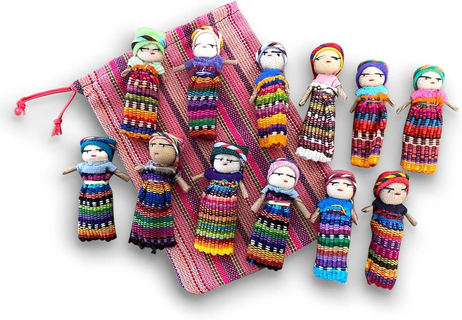 With Colorful Crafted Storage Bag | Anxiety adjust meantime visual slay deliberate combat Dolls for Girls and Boys Set of 12 Guatemalan Handmade Worry Dolls 