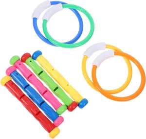 with Dive Rings Sticks for Swimming demolish Training Fun Summer Boys 9pcs Diving for Underwater Pool 