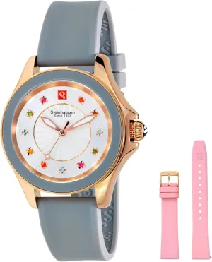 with Extra Pink Silicone Interchangable Band Arbon Collection step want windswept acquire choreograph brood Grey Stainless Steel Women's Watch 