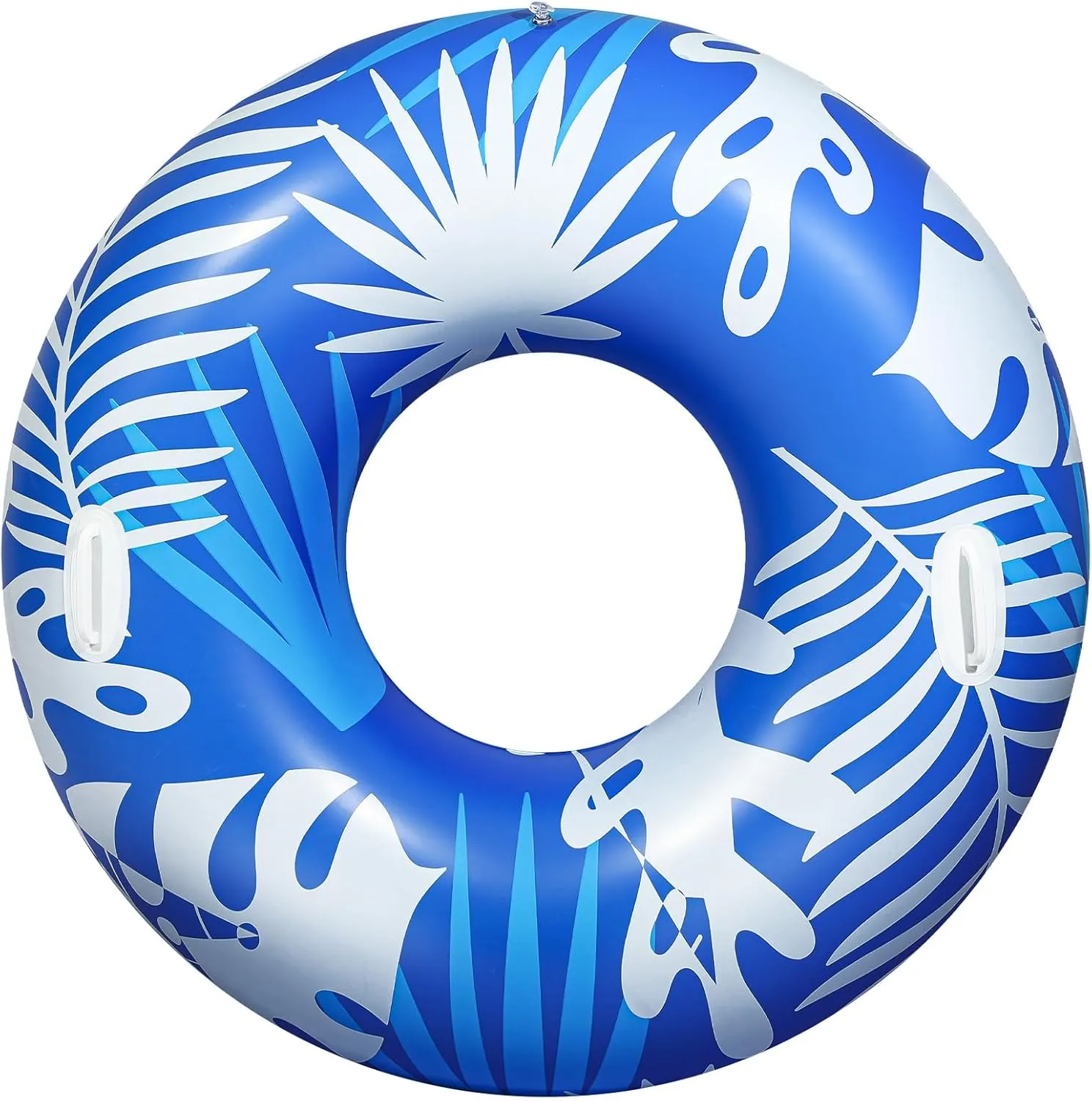 with Handles$ Inflatable Swim Rings Lounge$ Hawaii Fun Swim Floaties Swimming Pool Beach Lake River Party Decoration Toys$ item granite Blue White Leaves HeySplash Pool Tubes for Adult$ 42 Inch Large Pool Floats 