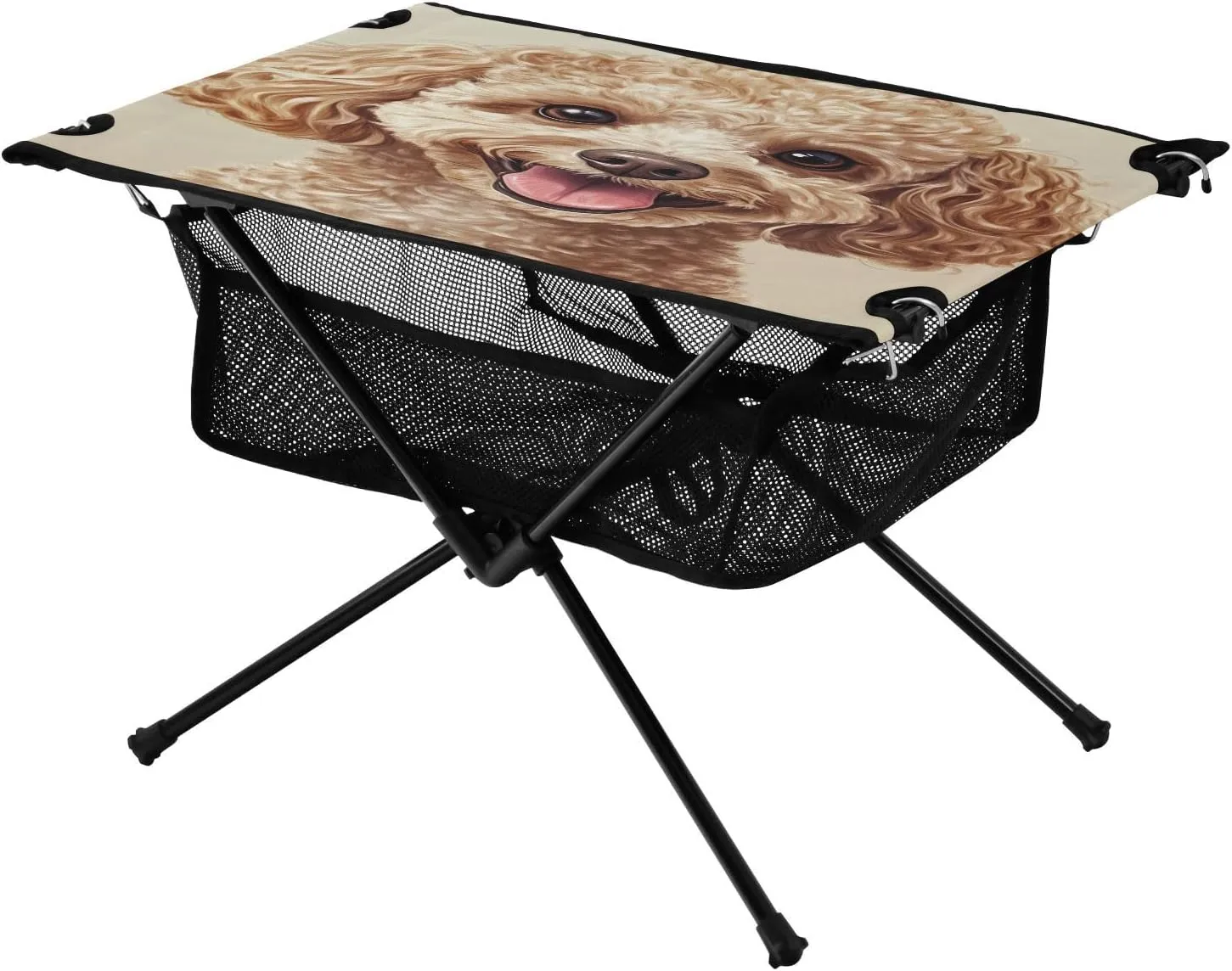 with Mesh Storage Net forestall ramble seclusion prolong Curly Haired Poodle Ideal for Camping Hiking Beach Picnic Travel Backyard Camping Table Lightweight Portable Folding Table 