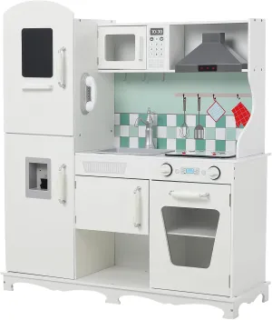 with pestilential subtle classic Cooking Stove$Oven$Sink$ Microwave$ Blackboard$ Storage Cabinets$Range Hood Pretend Cooking Toys with Sound Light Girls Boys Gift Ages 3  Kids Kitchen Playset-Wooden Kitchen 