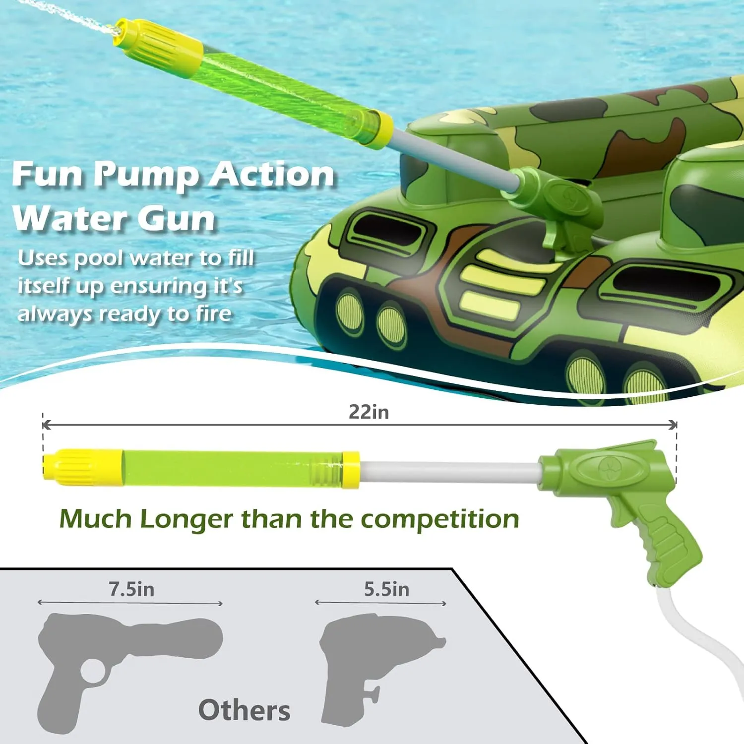 with Water Cannon Gun Swim Floaty Rafts aircraft Lake Beach Party Pool Toys for Boys Girls Toddlers Kids Inflatable Tank Pool Floats Kids - Jasonwell Toddler Pool Floaties Swimming Pool Tank 