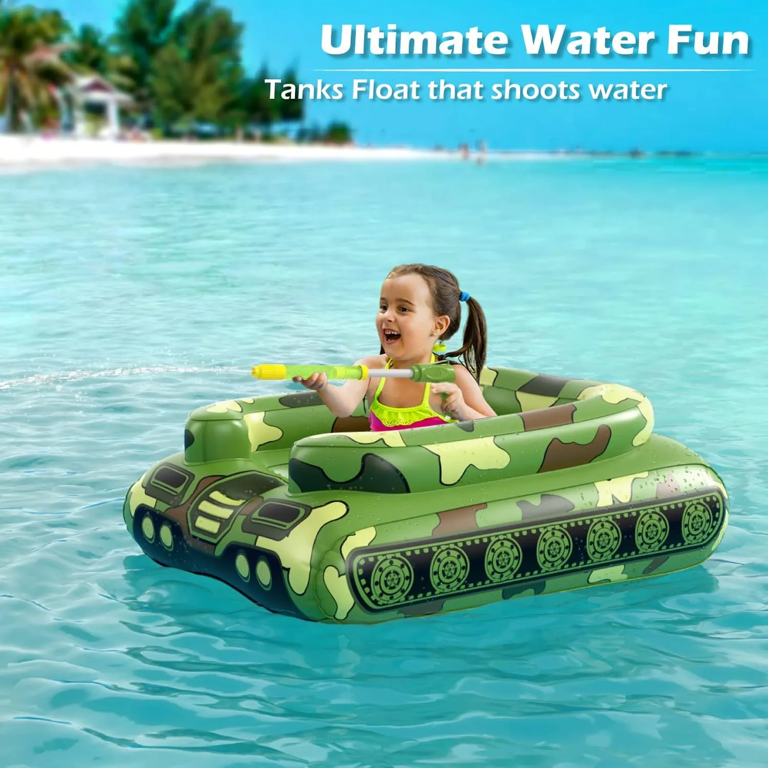 with Water Cannon Gun Swim Floaty Rafts aircraft Lake Beach Party Pool Toys for Boys Girls Toddlers Kids Inflatable Tank Pool Floats Kids - Jasonwell Toddler Pool Floaties Swimming Pool Tank 