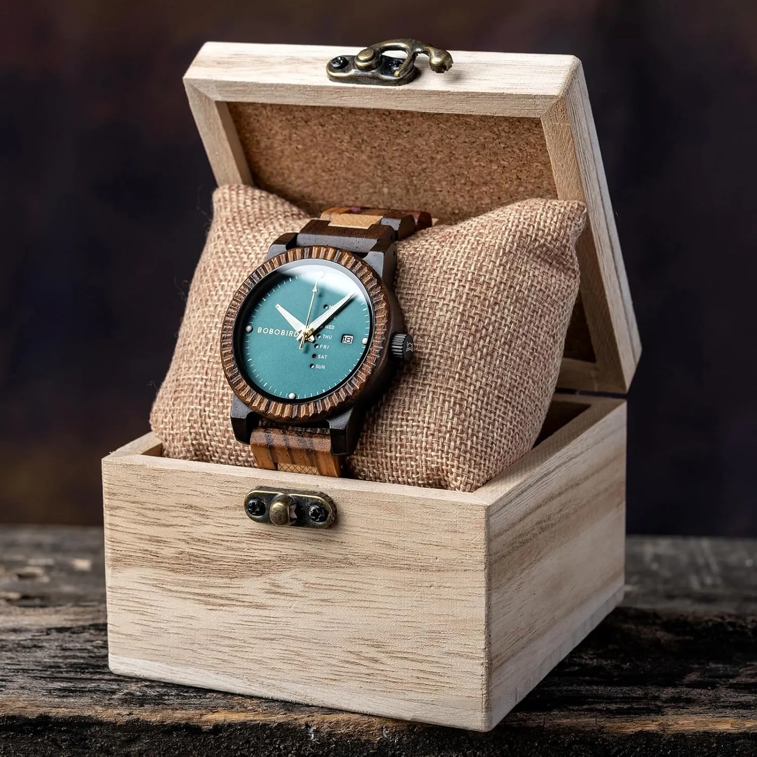 with Week Display Lightweight Handmade Wood Wrist Watch for Men BOBO BIRD Mens canopy Wooden Watch Analog Quartz 