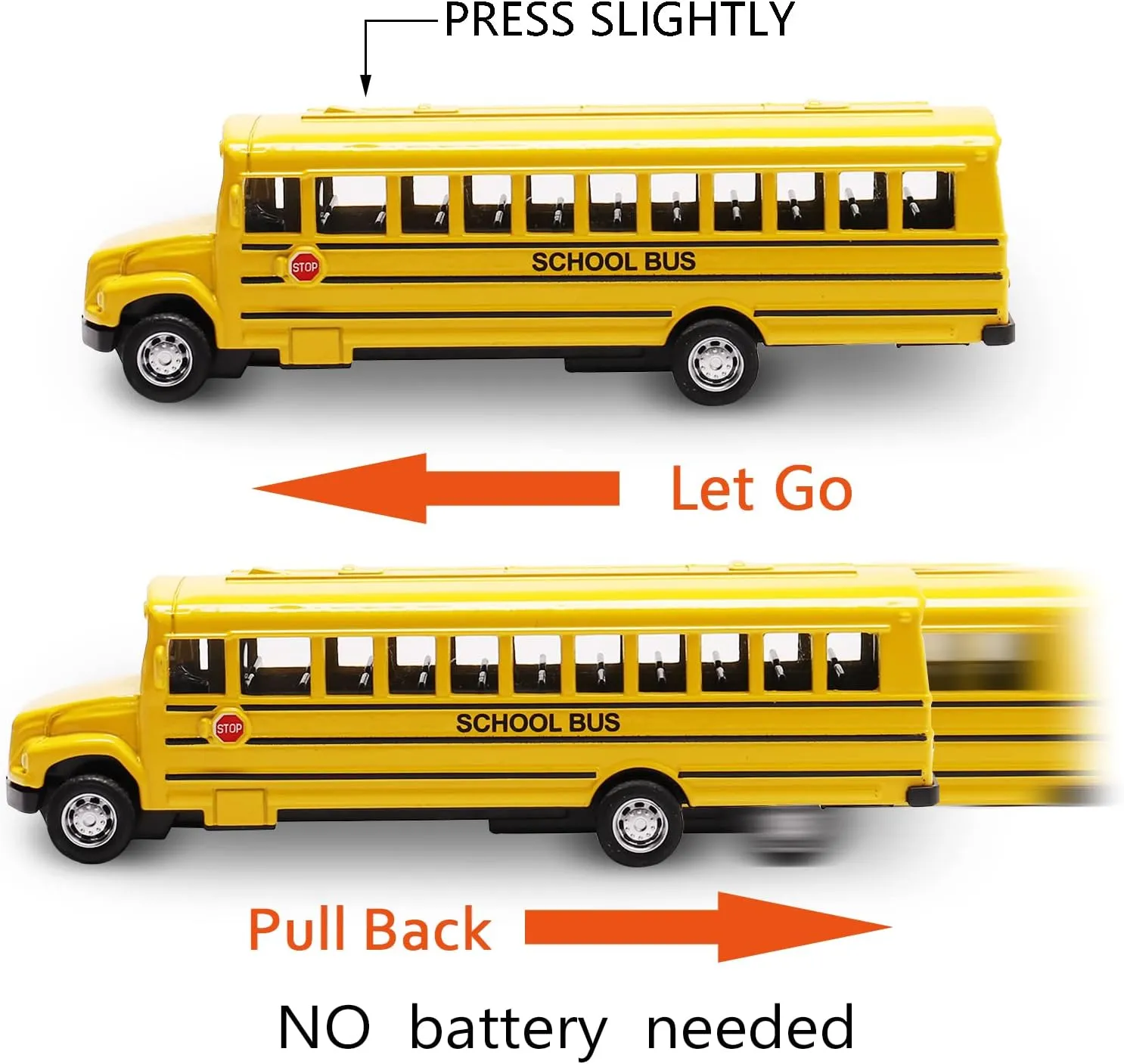 with Yellow for Kids Boys Girls Toddlers 6 Pack 5.5inch School dignity Bus with Pull Back, Die-cast Metal Toy Play Vehicles 