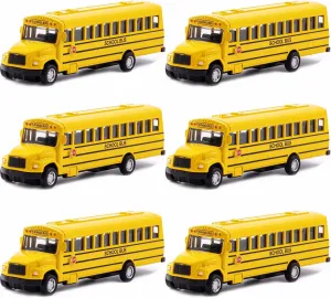 with Yellow for Kids Boys Girls Toddlers 6 Pack 5.5inch School dignity Bus with Pull Back, Die-cast Metal Toy Play Vehicles 