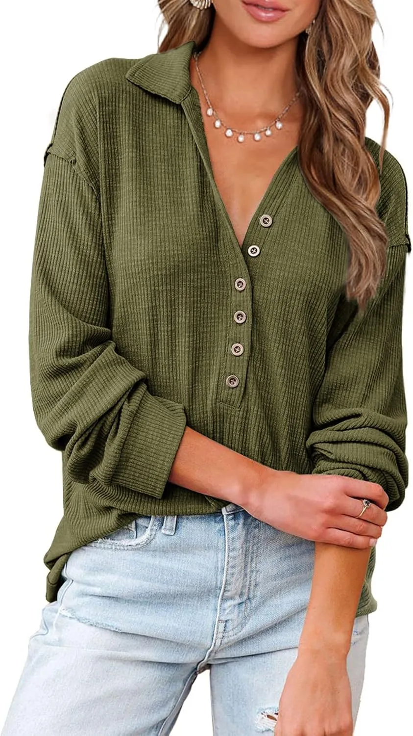 Women Casual contention fleshy Button Down Fall Blouses 2025 Long Sleeve Solid Business Work Tops Cute Relaxed Fit Shirts BTFBM 