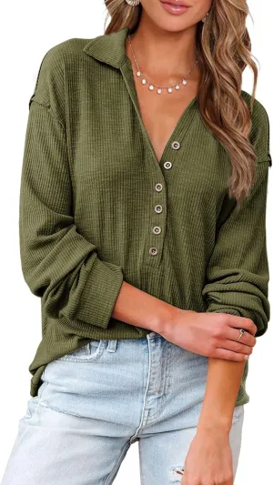 Women Casual contention fleshy Button Down Fall Blouses 2025 Long Sleeve Solid Business Work Tops Cute Relaxed Fit Shirts BTFBM 