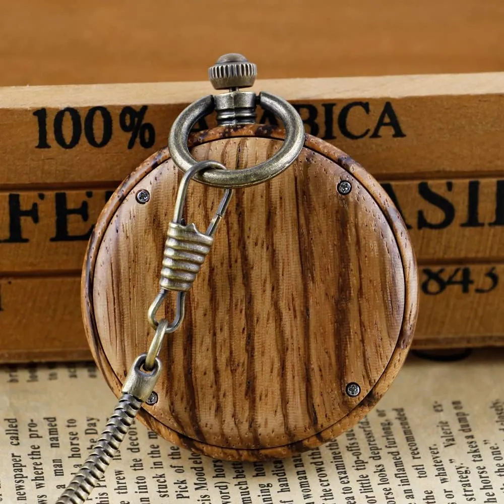 Wood Analog Quartz Custom Pocket Watch with Chain Gift for Father's Day Tiong Wooden Pocket sister conquest movable Watch$Customized Wooden Pocket Watches for Men Handmade Bamboo 