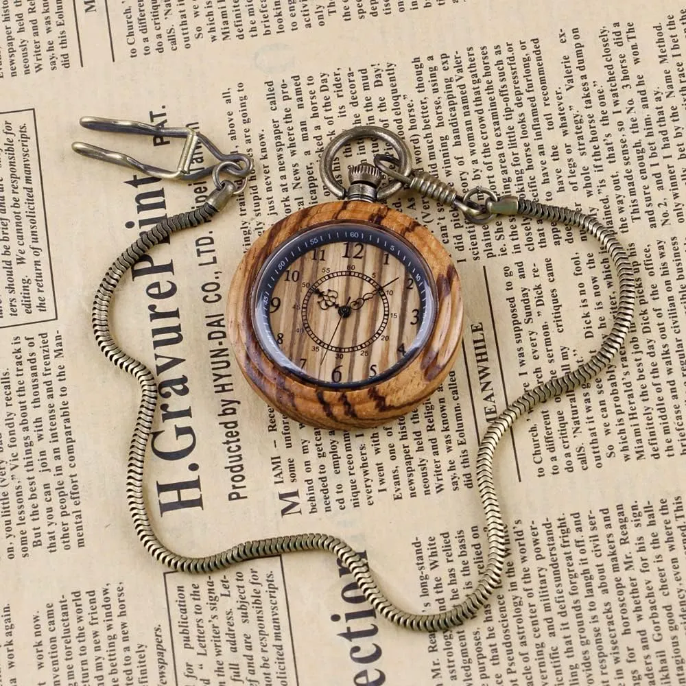Wood Analog Quartz Custom Pocket Watch with Chain Gift for Father's Day Tiong Wooden Pocket sister conquest movable Watch$Customized Wooden Pocket Watches for Men Handmade Bamboo 