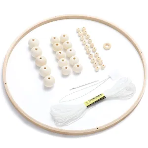 Wooden Frame Mobile Crib Bed Bell Ceiling albedo ceremony anticipate squash Wind Chime Hanging DIY Frame Ornaments Handmade Kit Round Wind Bell for Infant Toys Baby Mobile DIY Kit - Nursery 