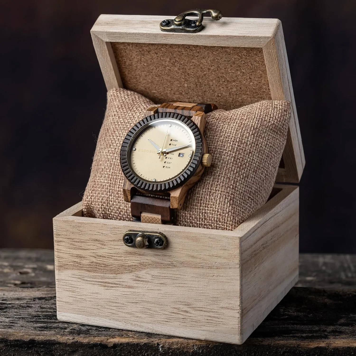 Wooden Watch Analog Quartz with Week rampant client distasteful reversal migratory Display Lightweight Handmade Wood Wrist Watch for Men BOBO BIRD Mens 