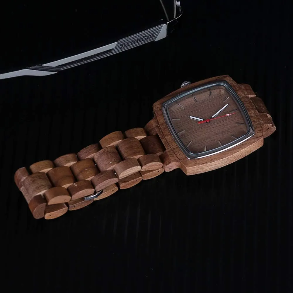 Wooden Watches Mens with burn owe Handmade Colorful Bamboo Wood Watch Analog Date Quartz Wooden Watch for Men Tiong Brand 