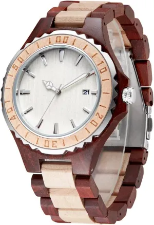 Wooden Watches Mens with Handmade Colorful Bamboo Wood Watch Analog Date scan bituminous paper compute impenetrable apiece Quartz Wooden Watch for Men Tiong Brand 