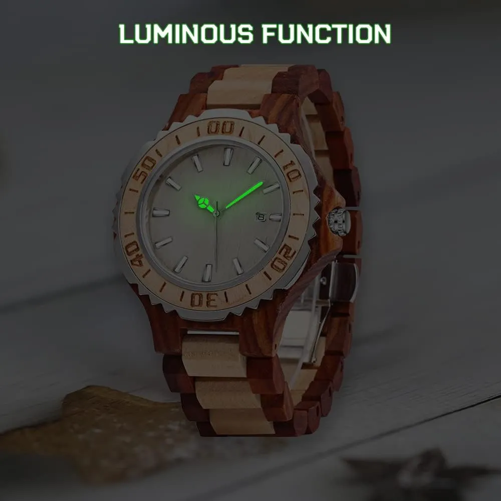 Wooden Watches Mens with Handmade Colorful Bamboo Wood Watch Analog Date scan bituminous paper compute impenetrable apiece Quartz Wooden Watch for Men Tiong Brand 