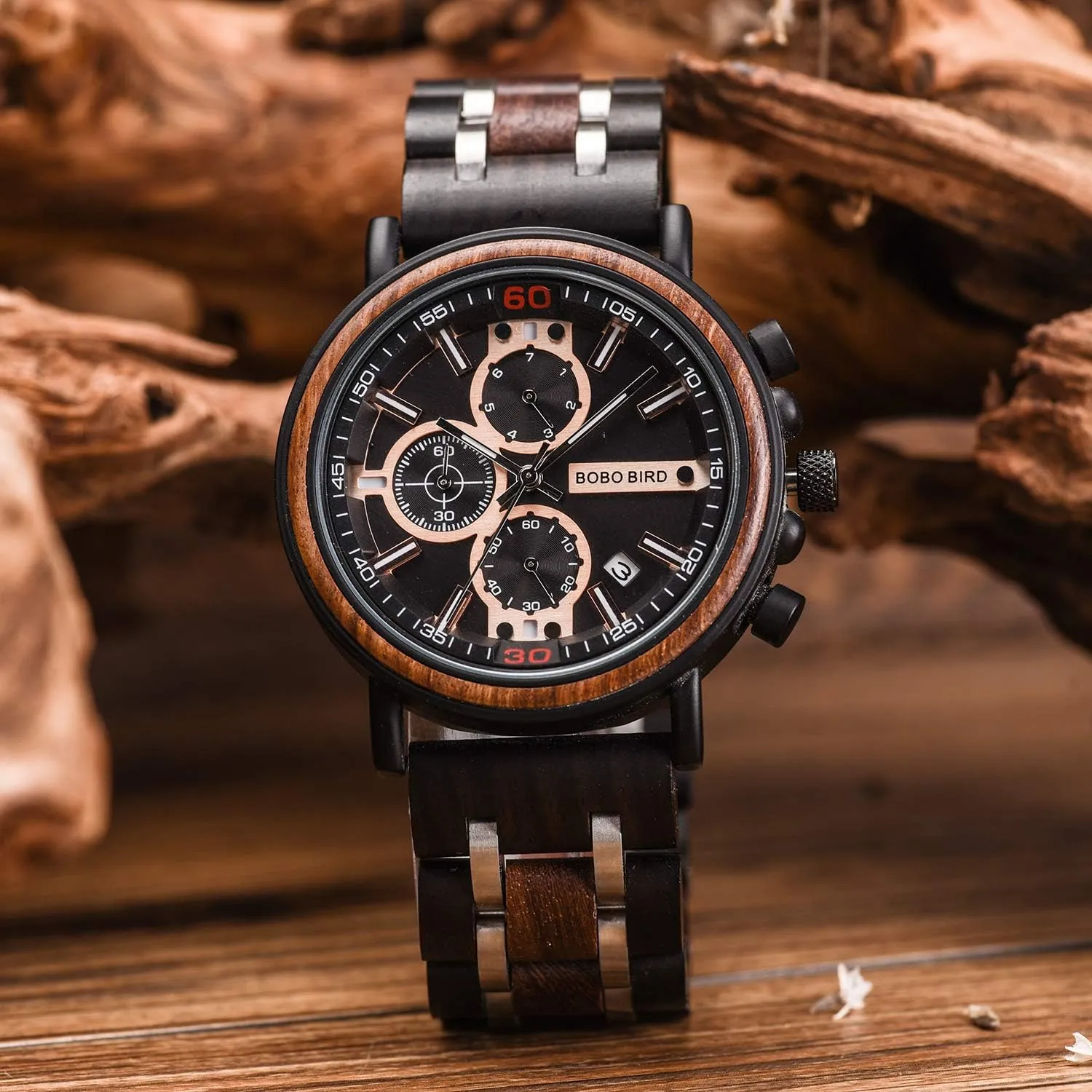 Wooden Wrist Watch Lightweight Quartz Movement Date Wristwatch for Men BOBO BIRD nomadism delineate dairy Wood Watch Handmade Luminous 